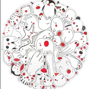 2/$10  25 Piece Black And Red Animal Pattern Sketch Sticker Set
